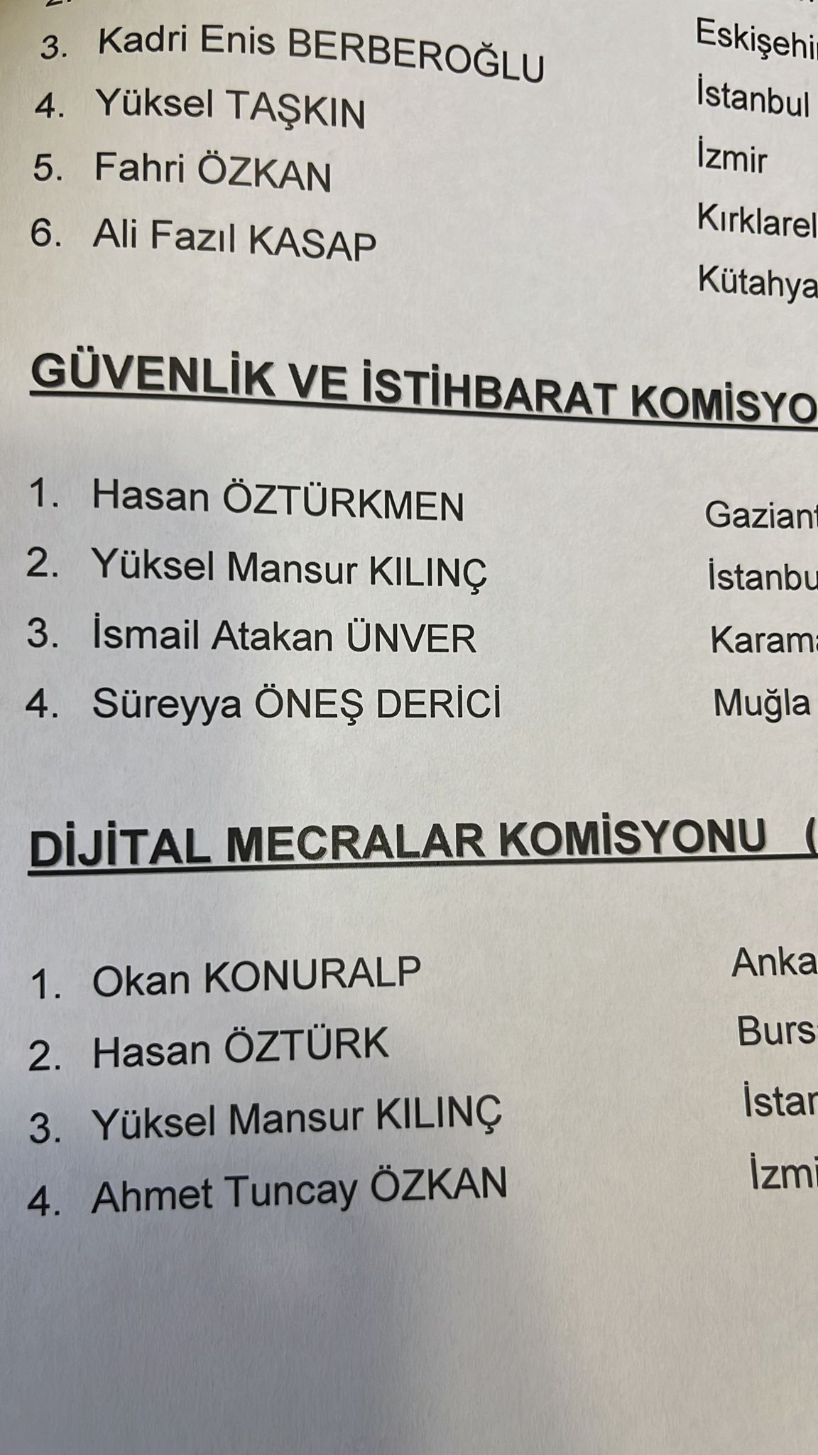 Öztürkmen ve Meriç hangi komisyonda