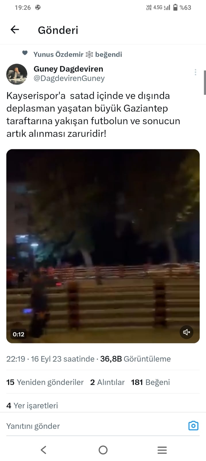 Gaziantep fk taraftarı yalnız değildir