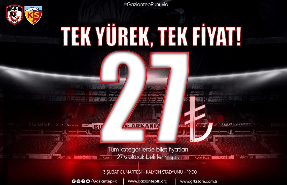 Gaziantep FK'da ‘Tek yürek, tek fiyat’