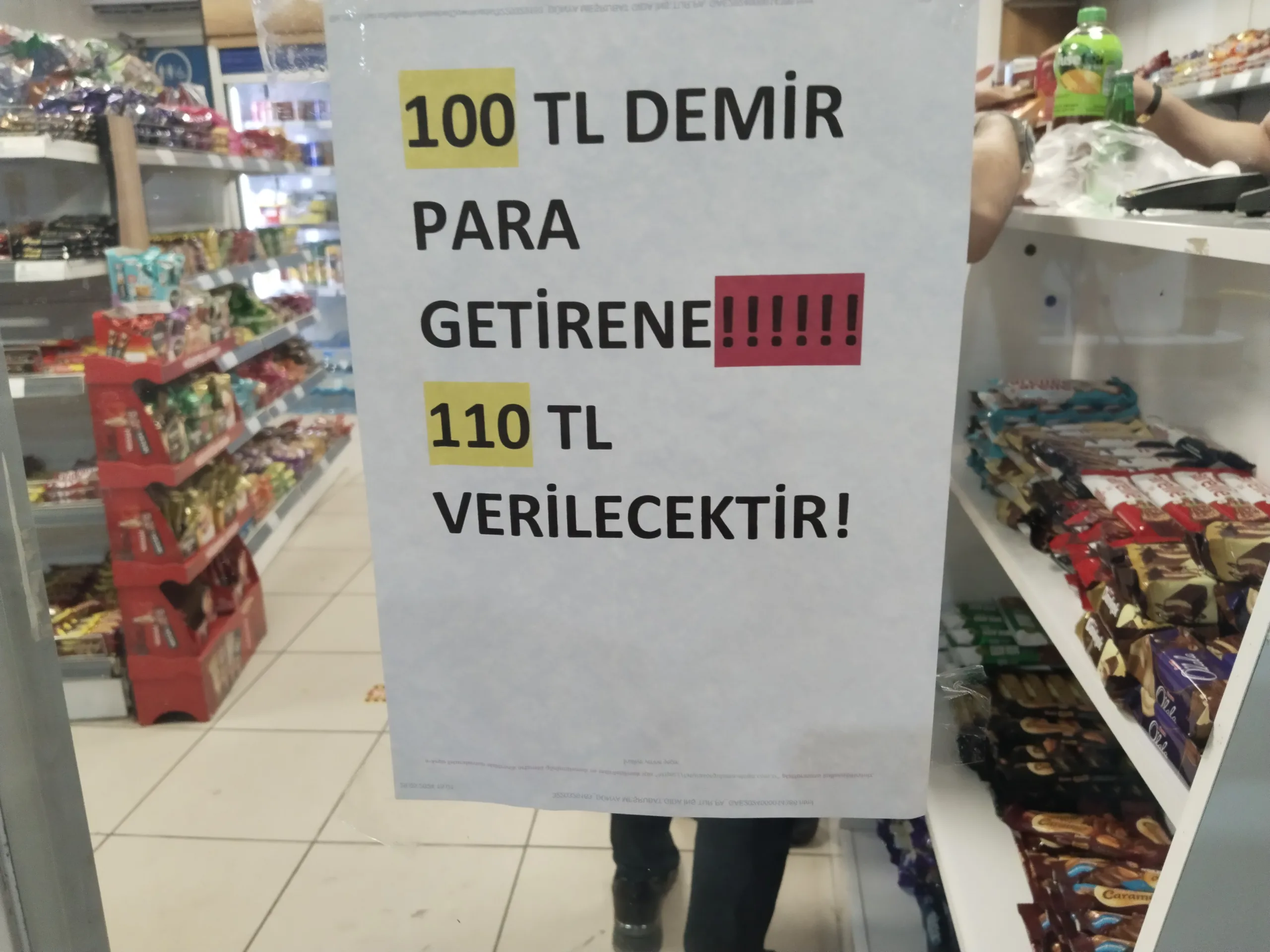 100 TL bozuk para getir, 110 TL götür