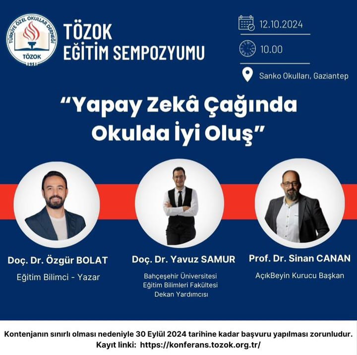 SANKO OKULLARI, “YAPAY ZEKA ÇAĞINDA OKULDA İYİ OLUŞ TEMALI EĞİTİM SEMPOZYUMU”NA EV SAHİPLİĞİ YAPACAK